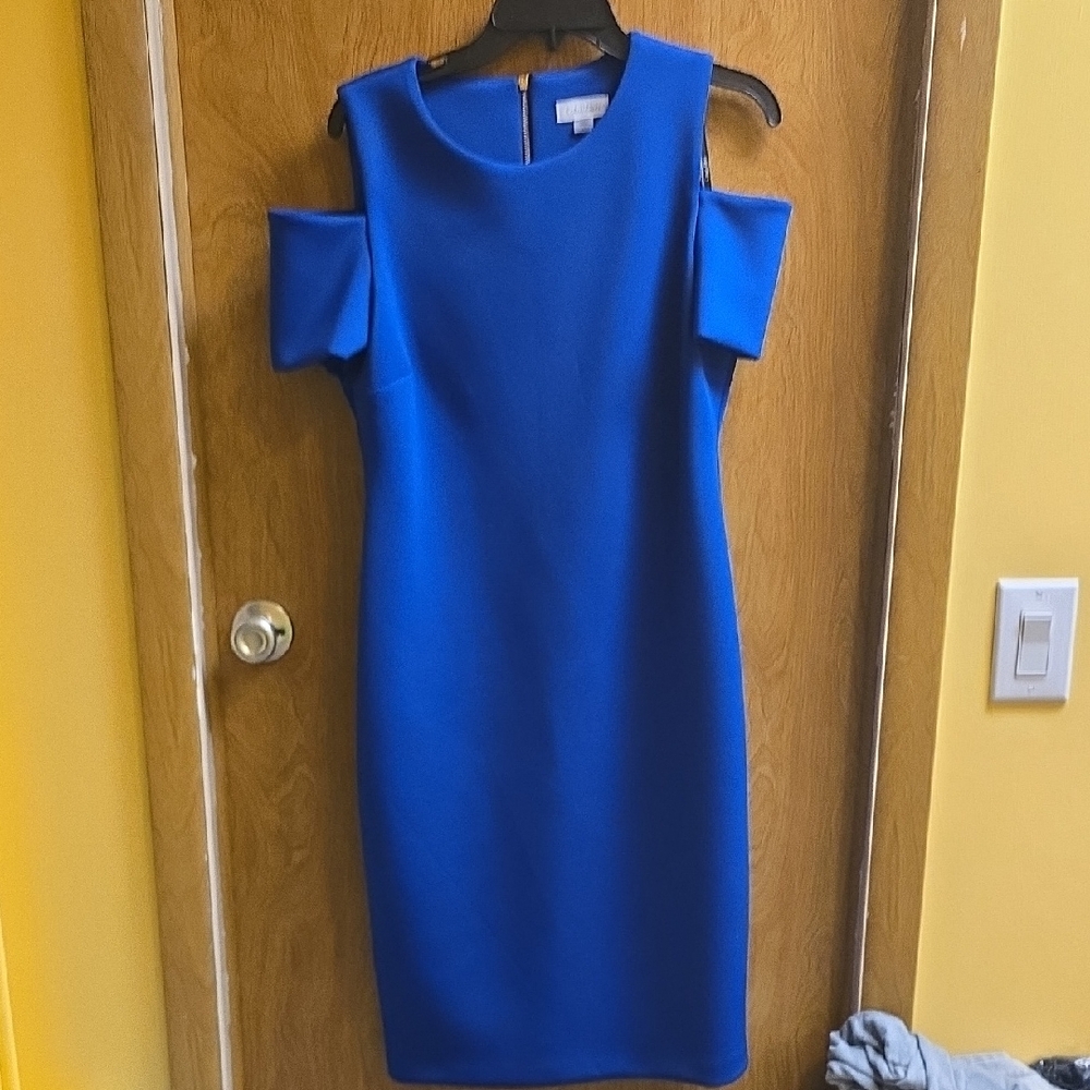 Calvin Klein Blue Cold Shoulder Sheath Dress